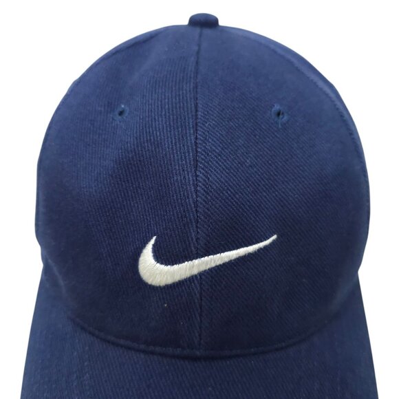 Nike Swoosh Cotton Twill Strapback Cap Hat Baseball Golf Trucker Blue - Picture 7 of 14
